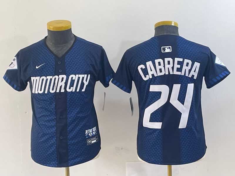 Youth Detroit Tigers #24 Miguel Cabrera Navy 2024 City Connect Cool Base Limited Stitched Jersey->mlb youth jerseys->MLB Jersey